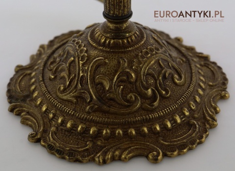 ANTYCZNA mosiężna podstawa lampy z ornamentem