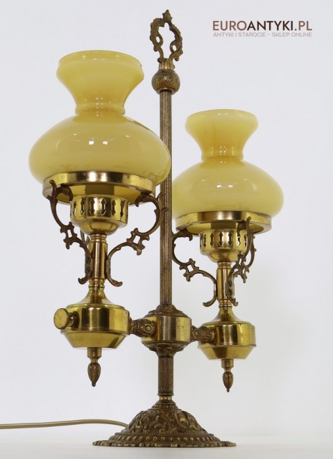 RETRO lampa stołowa z mosiądzu i szkła