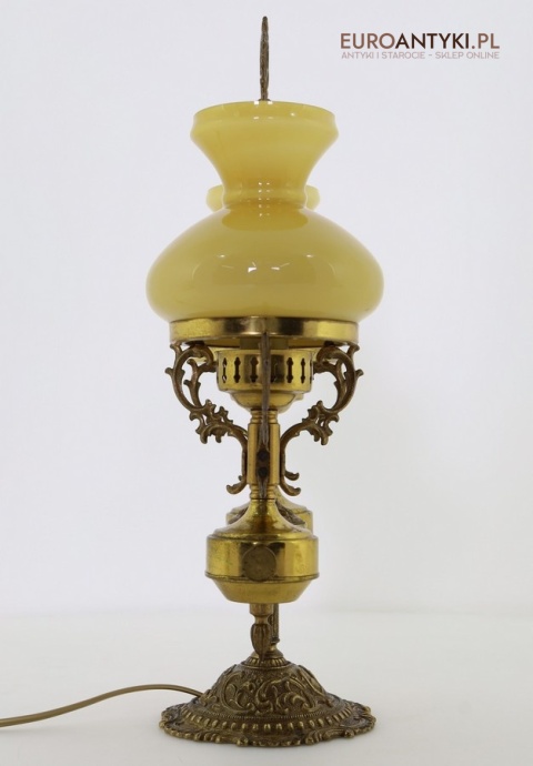 retro dwuramienna lampa stołowa mosiężna