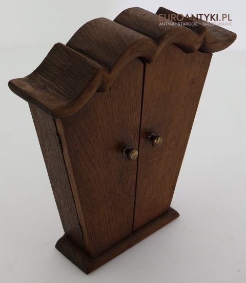 drewniana skrzynka na klucze vintage z połowy xx wieku
