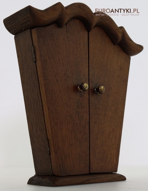 antyk szafka na klucze z mosiężnymi zawiasami