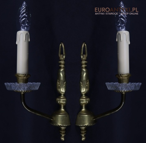 kinkiety retro z kryształowymi rozetkami