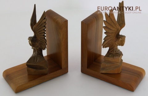 retro podpórki z rzeźbionym orłem bielikiem