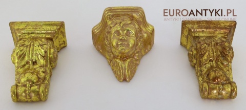 Antyczne wsporniki ścienne retro – złocone dekoracje vintage z motywami roślinnymi