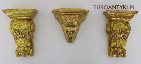 Antyczne wsporniki ścienne retro – złocone dekoracje vintage z motywami roślinnymi