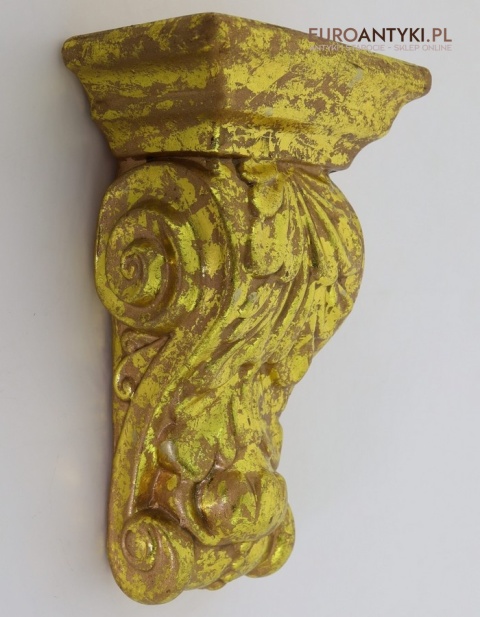 Antyczne wsporniki ścienne retro – złocone dekoracje vintage z motywami roślinnymi