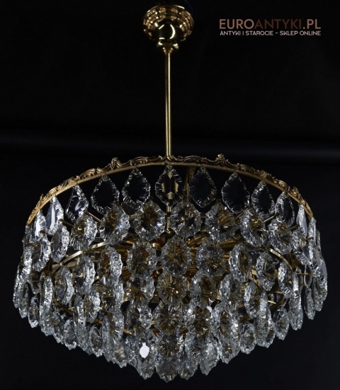 antyczny żyrandol kryształowy retro
