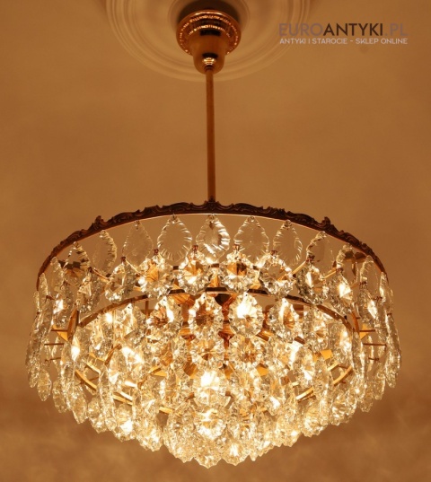 elegancki kryształowy żyrandol retro z epoki