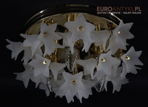 plafon kwiatowy vintage z mosiądzu i szkła