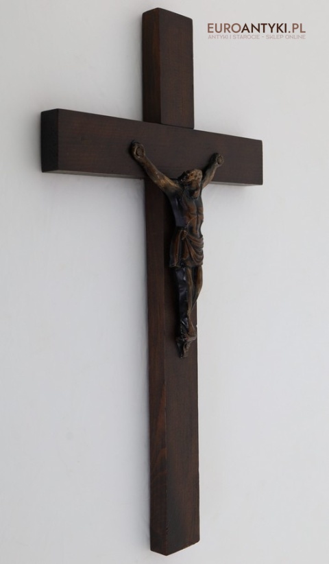 antyk krzyż z metalu i drewna dębowego