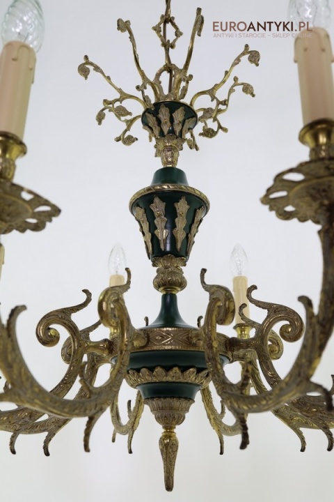 żyrandol empire z zielonymi wstawkami