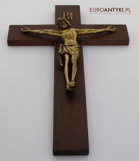 duży klasyczny krzyż dębowy z brązu