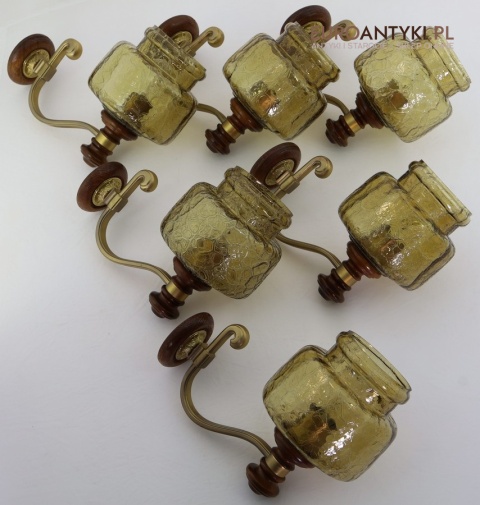 kinkiet drewniano mosiężny retro