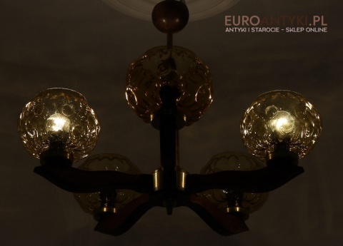 żyrandol vintage sufitowy do niskiego gabinetu