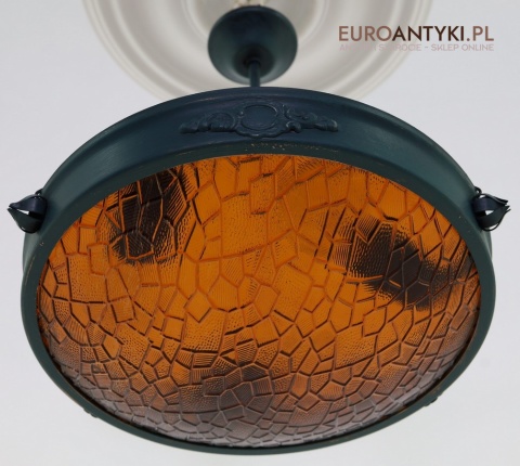 shabby chic lampa retro z bursztynowym szkłem