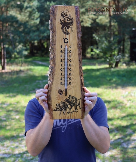 starodawny termometr vintage z dzikami