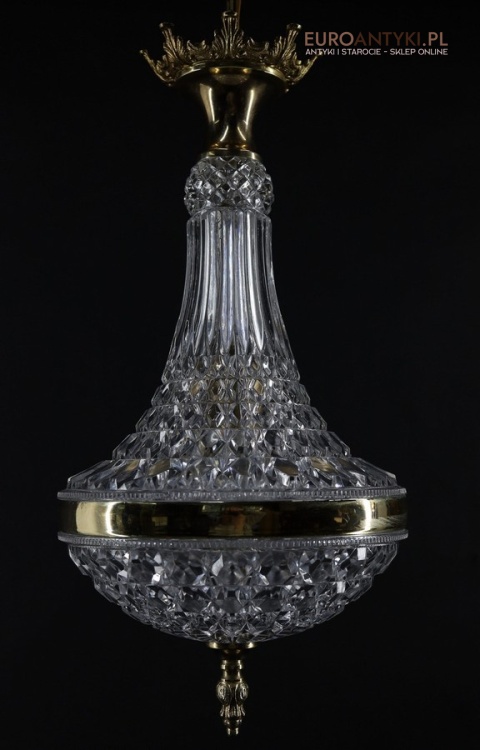 antyczna lampa sufitowa z kryształu grubego