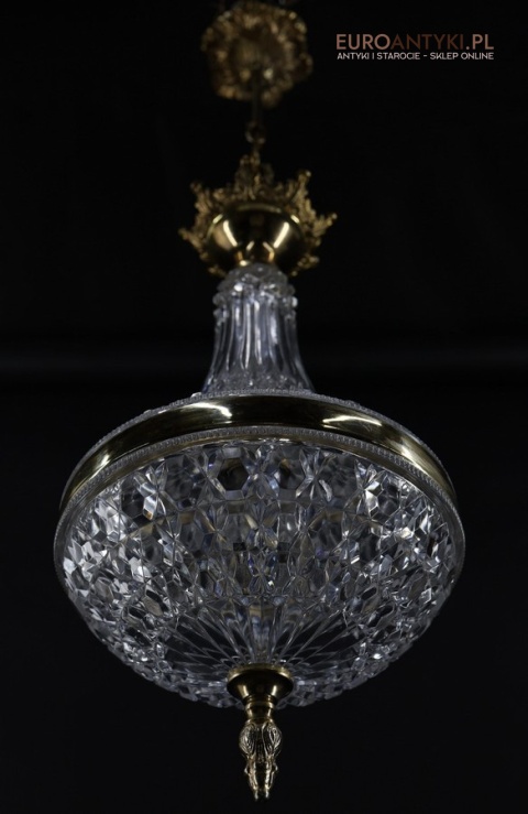 zwis mosiężny z kryształowym kloszem