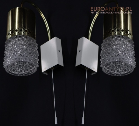 para kinkietów retro z mosiądzu i szkła