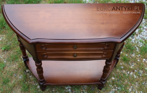 stylowa konsolka półokrągła drewniana