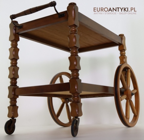 drewniany wózek na alkohol retro