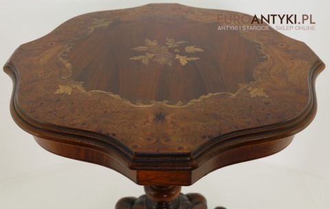 stolik intarsjowany kwiatowy vintage