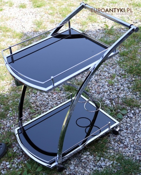 barek vintage modernistyczny chrom szkło