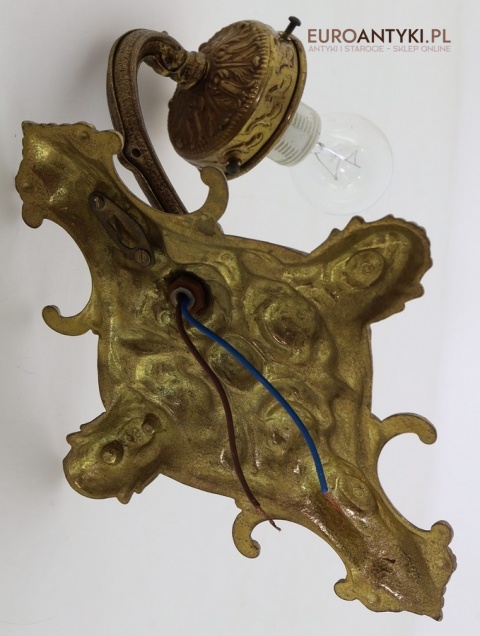 lampa ścienna mosiężna barokowo rokokowa