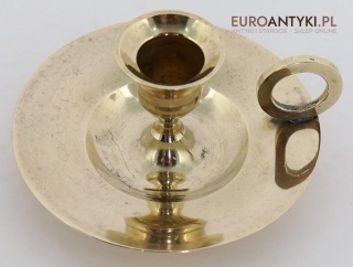 Mały stylowy świecznik vintage z masywnego mosiądzu – elegancka dekoracja