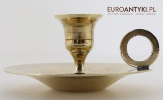 Mały stylowy świecznik vintage z masywnego mosiądzu – elegancka dekoracja