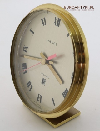 Stylowy stołowy zegar z kalendarzem Kienzle – retro Niemcy lata 70.