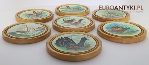 ręcznie malowane ptaki na drewnie