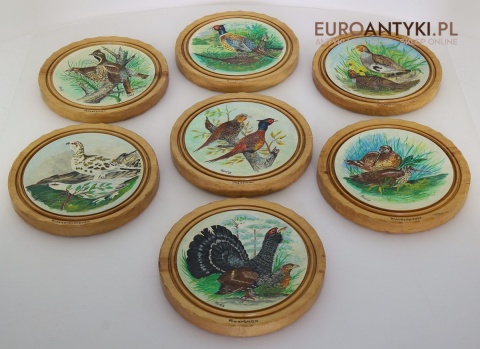 ptaki łowne ozdobne talerze drewniane