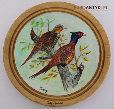 myśliwskie talerze ozdobne z ptakami