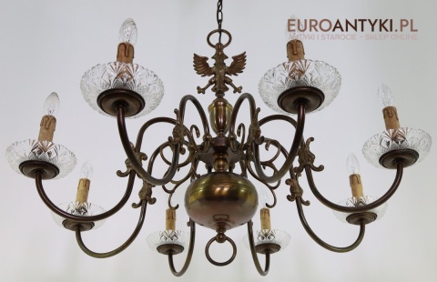 antyczny dekoracyjny żyrandol z orłem z epoki