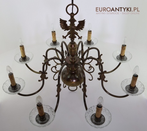 duży pałacowy żyrandol retro z orłem
