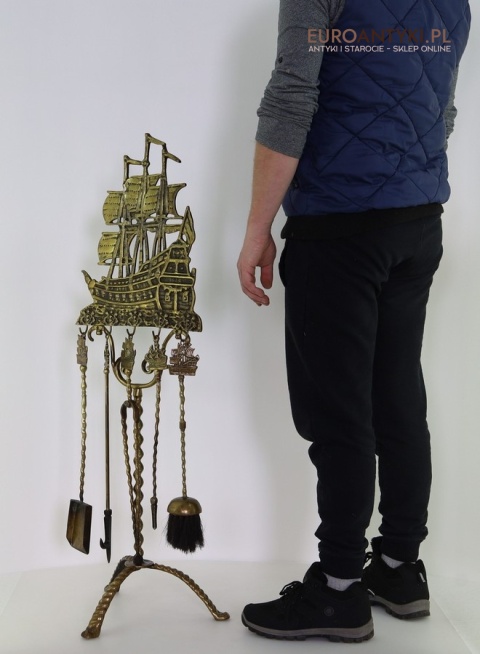 ANTYK komplet kominkowy marynistyczny vintage