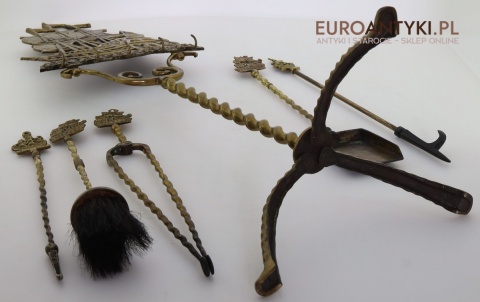 mosiężny zestaw kominkowy antyczny