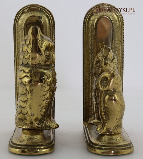 dekoracyjne sowy z mosiądzu na podpórkach