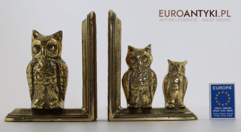 ozdobne sowy retro na mosiężnych podstawach