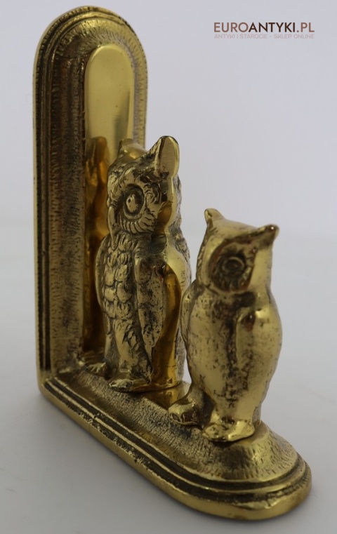 mosiężne figury sowy na podpórkach retro