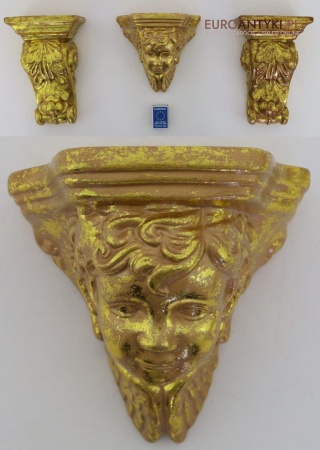 Antyczne wsporniki ścienne retro – złocone dekoracje vintage z motywami roślinnymi