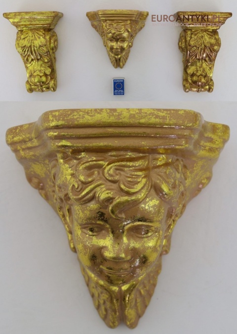 Antyczne wsporniki ścienne retro – złocone dekoracje vintage z motywami roślinnymi