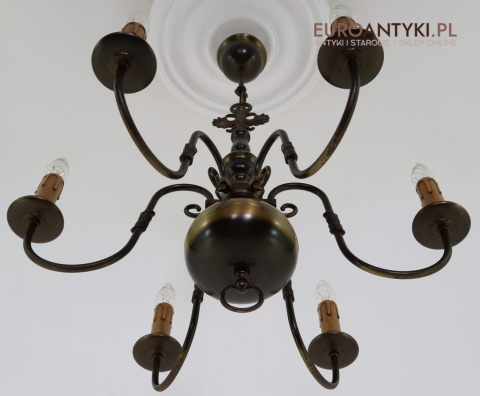 żyrandol antyczny w starym brązie