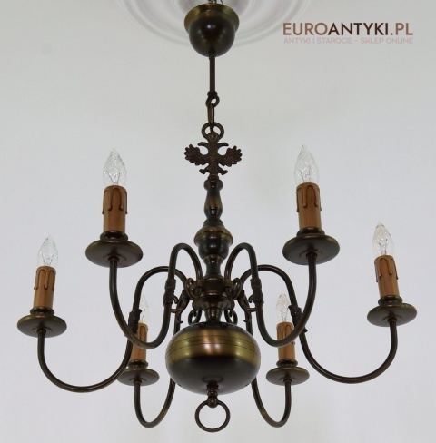 klasyczny żyrandol retro mosiężny