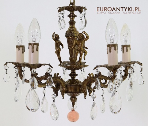 barokowy żyrandol mosiężny vintage