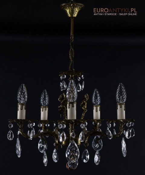 barokowy żyrandol z puttami vintage