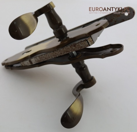 Antyczny komplet klamek drzwiowych z zamkiem – mosiądz retro vintage