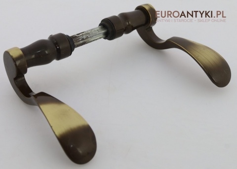 Antyczny komplet klamek drzwiowych z zamkiem – mosiądz retro vintage