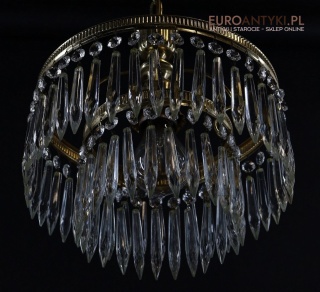 Antyczny kryształowy zwis sufitowy z epoki – stylowe oświetlenie vintage